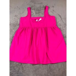 Daily Practice by Anthropologie Vivid Hot Fuchsia Babydoll Mini Dress Pink L NWT